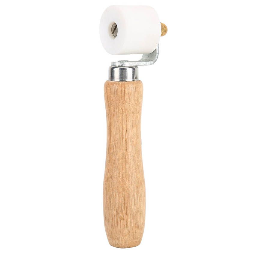 Soldering Tool 28mm/1.1in PTFE Hand Pressure Roller 2‑Way Bearing Wooden Handle Heat‑Resistant Welding