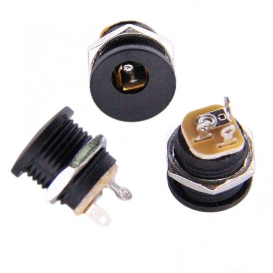 10Pcs- DC-022 ROUND Panel Mount Female 2.1mm 3 Pin DC022 5.5x2.1mm 5V 12V 24V DC Power Supply Socket Chassis Connector Adapters With Nut Kit For LED Strip Cables