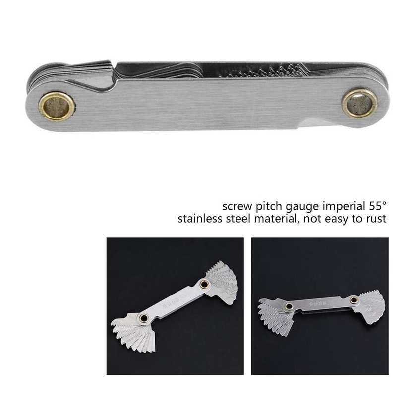Stainless Steel Thread Gauge Imperial 55° Screw Measuring Pitch
