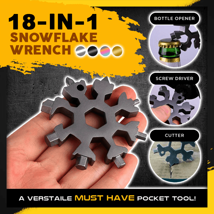18-in-1 Snowflake Stainless Steel Multitool, Bottle Opener/Wrench/Screwdriver/Hand tools with Keychain, Tool Kit for All Occasions, Gadgets