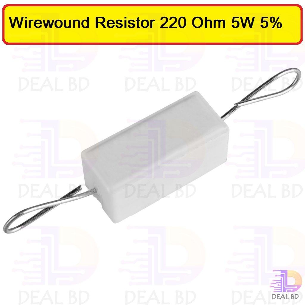 10Pcs- Wirewound Resistor 220 Ohm 5W 5% Wire Wound Cement Resistor 220 Ohm 5 Watt