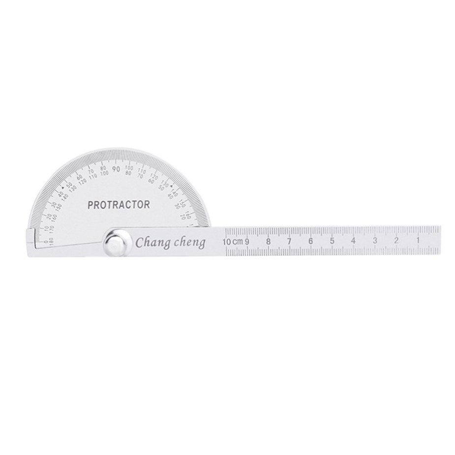 Stainless Steel Protractor 180 Degree Rotation Angle Ruler Measure 100mm Tool