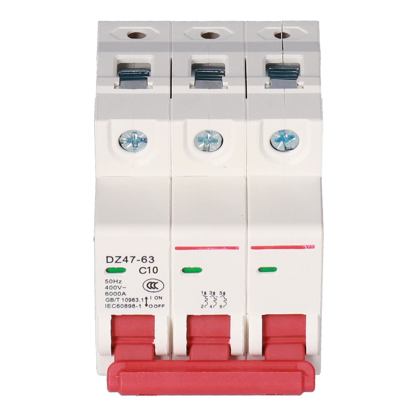 Circuit Breaker 3P Standard DIN Rail PC Cover Household Air Switch DZ47‑63
