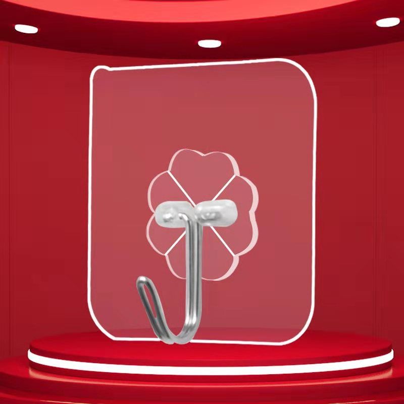 Bathroom Strong Adhesive Hook Wholesale Seamless Transparent Wall Hanging Hook Nail-free Clothes Magic Wall Hook 8 pecs