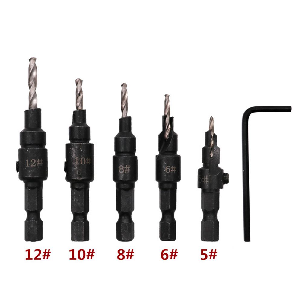 1 Set Hexagonal Shank Woodwork Hole Opener Countersunk Drill Bit Drilling Tool