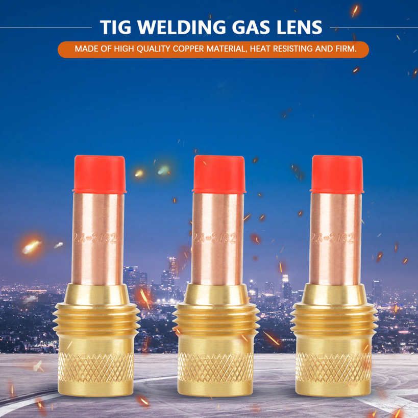 TIG Welding Gas Lens 3Pcs 45V26 Collet Body for Tig Torch WP-17/18/26 2.4mm