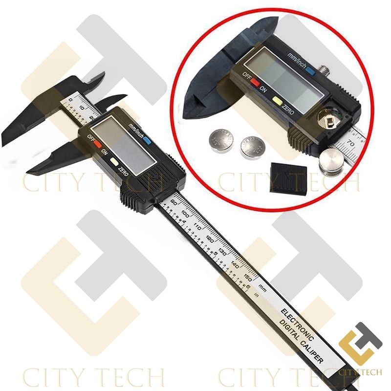 Digital Caliper Measuring Tool 6″ Inch 150 mm Carbon Fiber Vernier Calipers With Large LCD Display Inch Metric Conversion Hand Tool