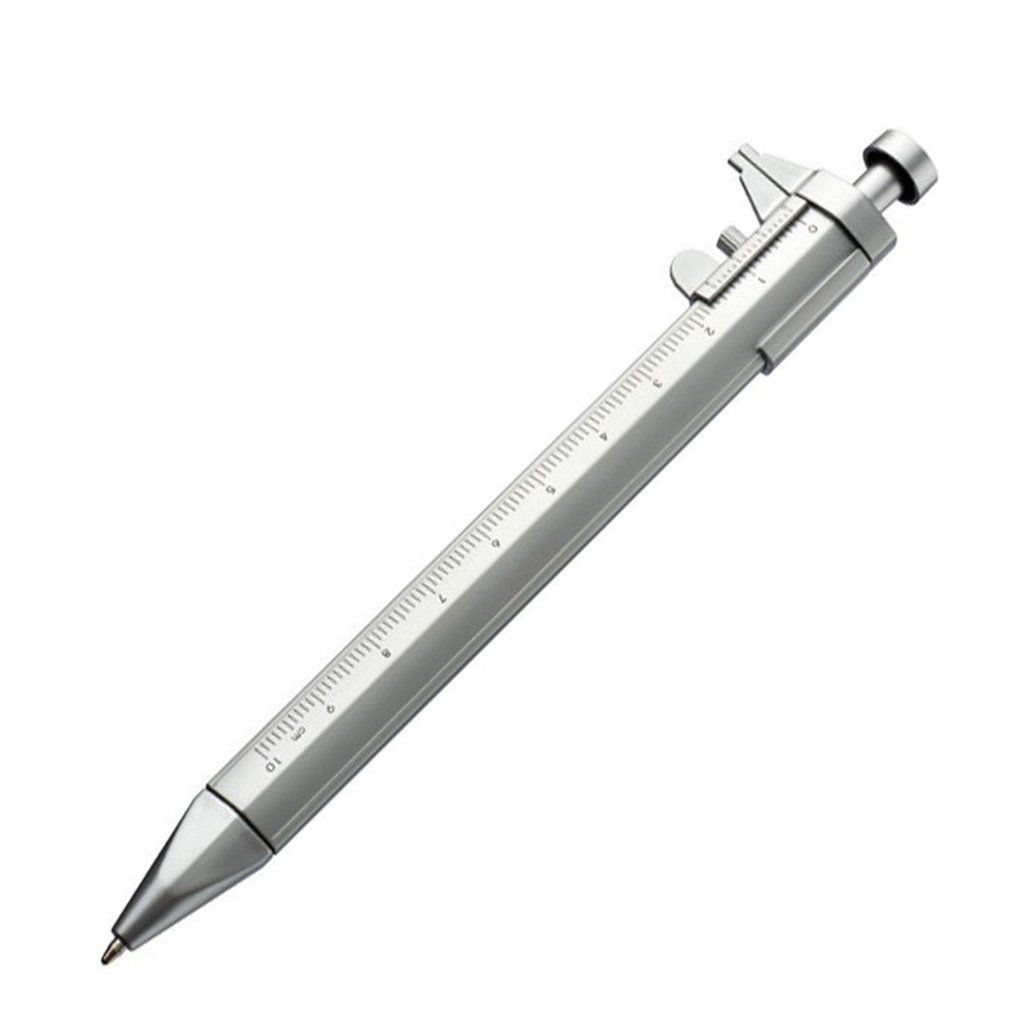 Multifunction Gel Ink Pen Vernier Caliper Roller Ball Pen  Stationery   Ball-Point   Practical  Portable Silver