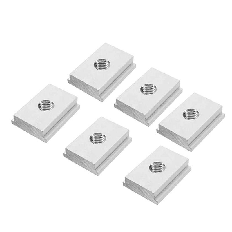 6Pcs T-Track Slider Sliding Nut Aluminum Alloy T Slot Nut for Profile Woodworking Tool Slot Fastener