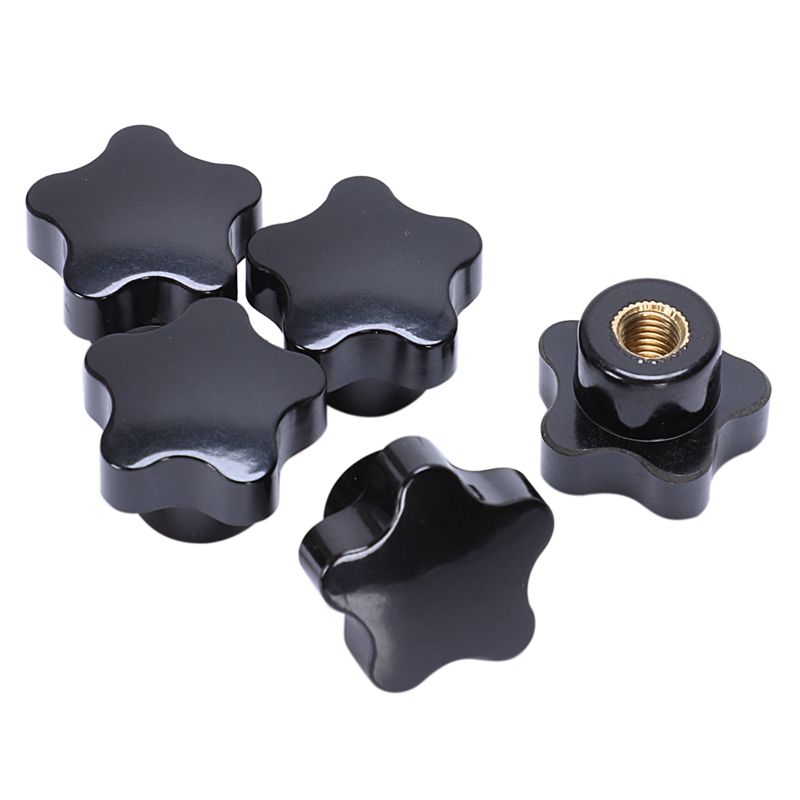 JAERBEE 5Pcs M8 Female Thread 32mm Star Head Clamping Nuts Knob Grip Handle