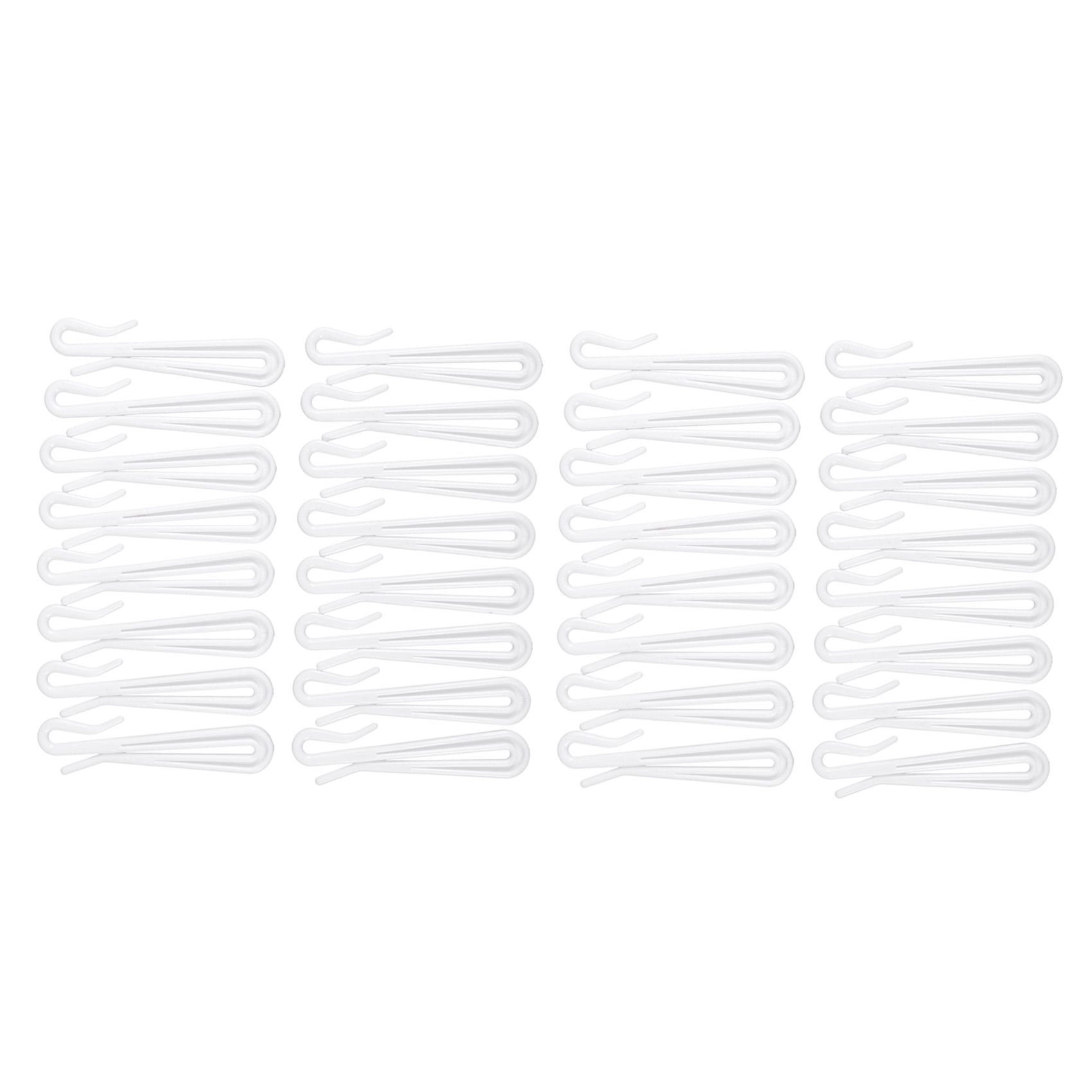 Plastic Window Curtain Hooks 32 Pcs White