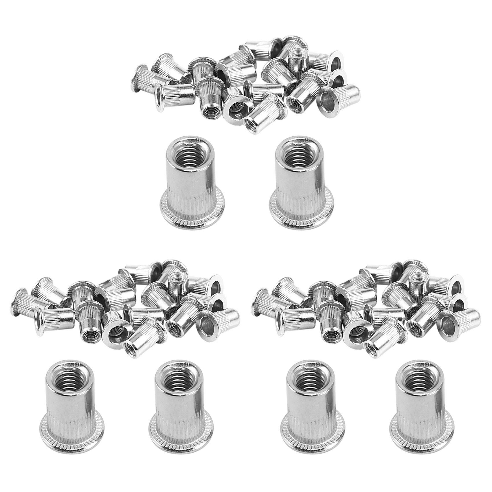 60 Pcs 304 Stainless Steel Rivet Nut Rivnut Insert Nutsert M6X15mm