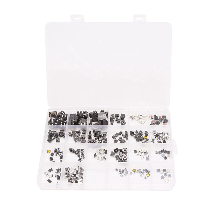 250PCS Mini Switch Tact Switches 25Types Mini Leaf Switch SMD DIP 2X4 3X6 4X4 6X6 Diy Kit