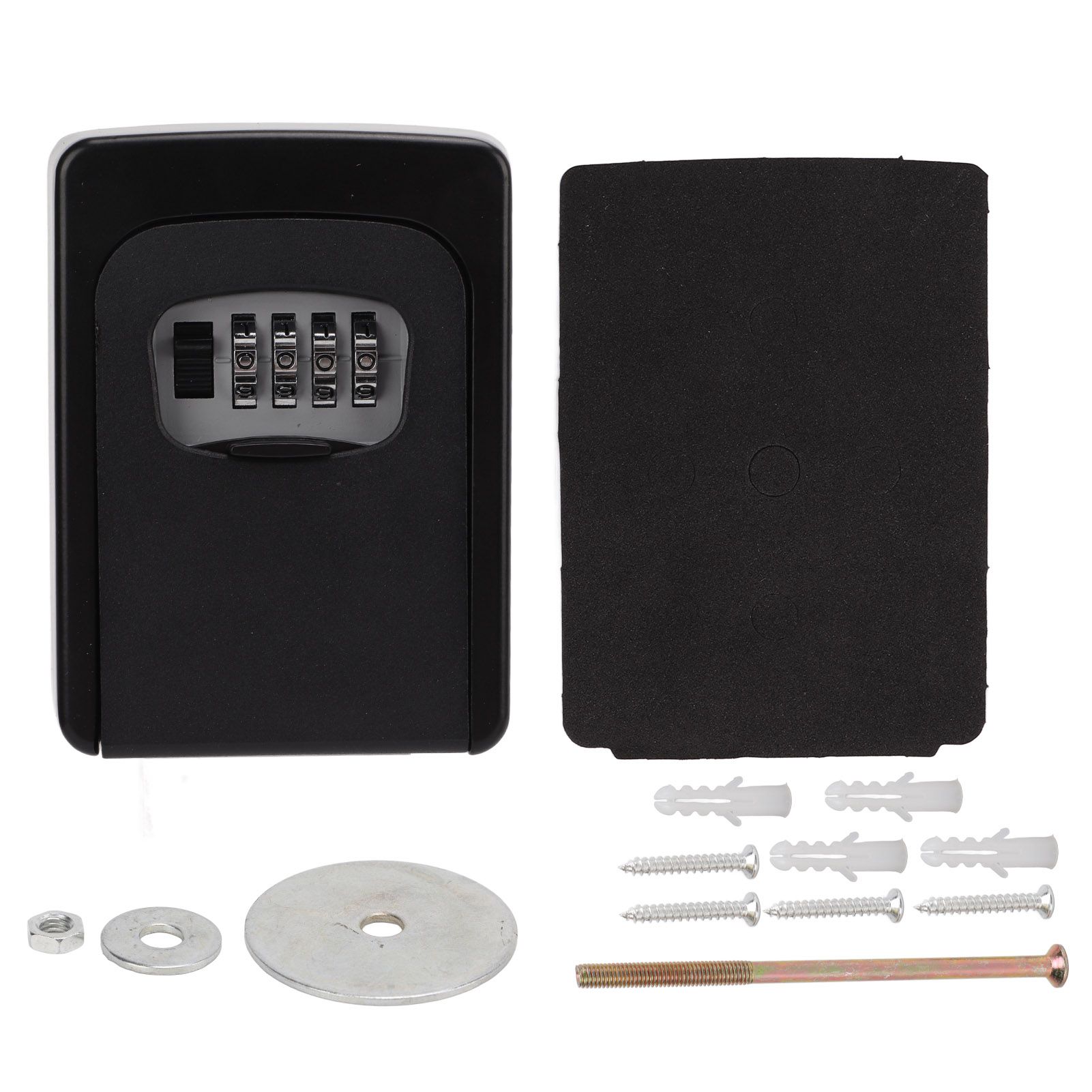 4 Digit Combination Key Lock Box Security Wall Mounted Password Lockbox Black