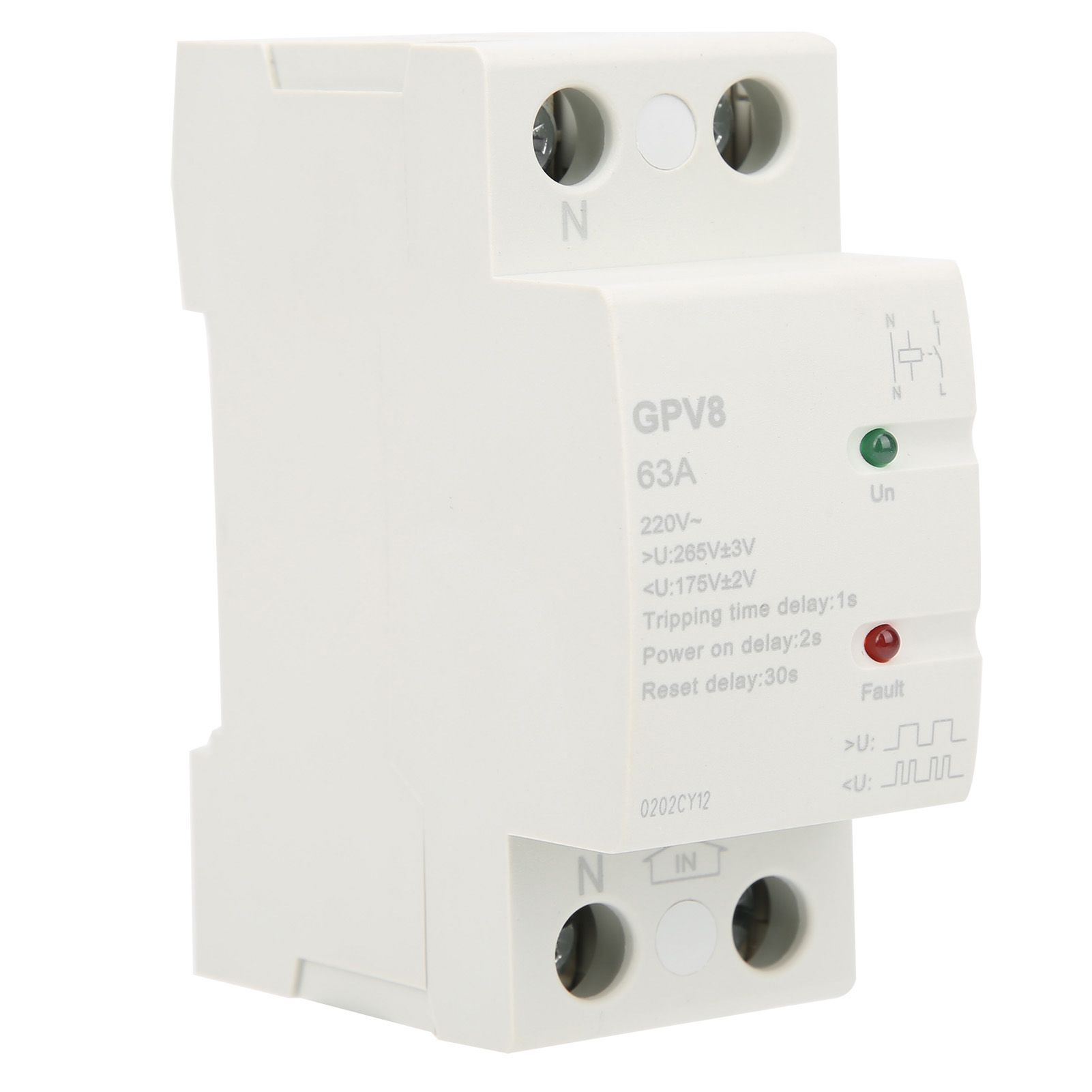 AC220V Voltage Protector GPV8‑2p‑D Surge Protective Device Automatic Reset with LED Light Indicator 0.04 Sq.In Maximum