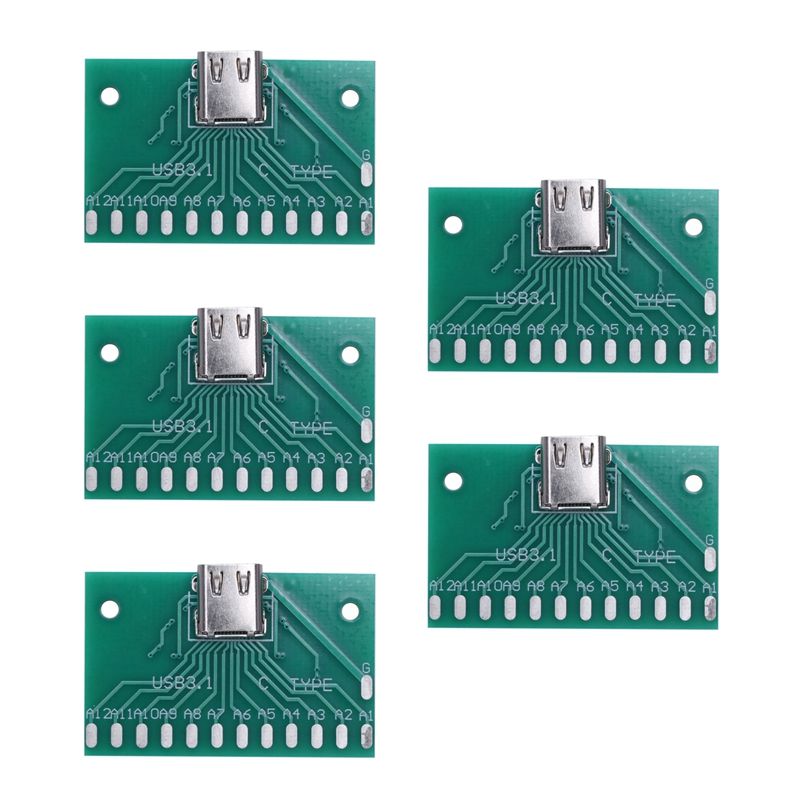 5X DIY 24Pin USB-C USB 3.1 Type C Female Socket Connector Smt Type with Pc Board