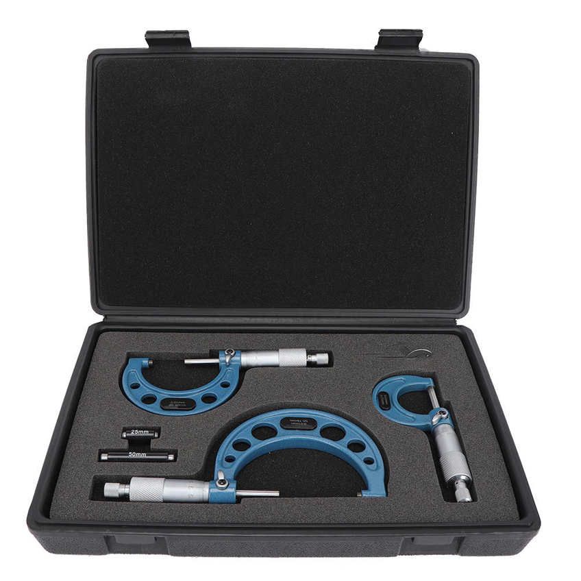 Outside Diameter Measurement Tool 3Pcs Micrometer Bearing Steel High Accuracy 0-75mm