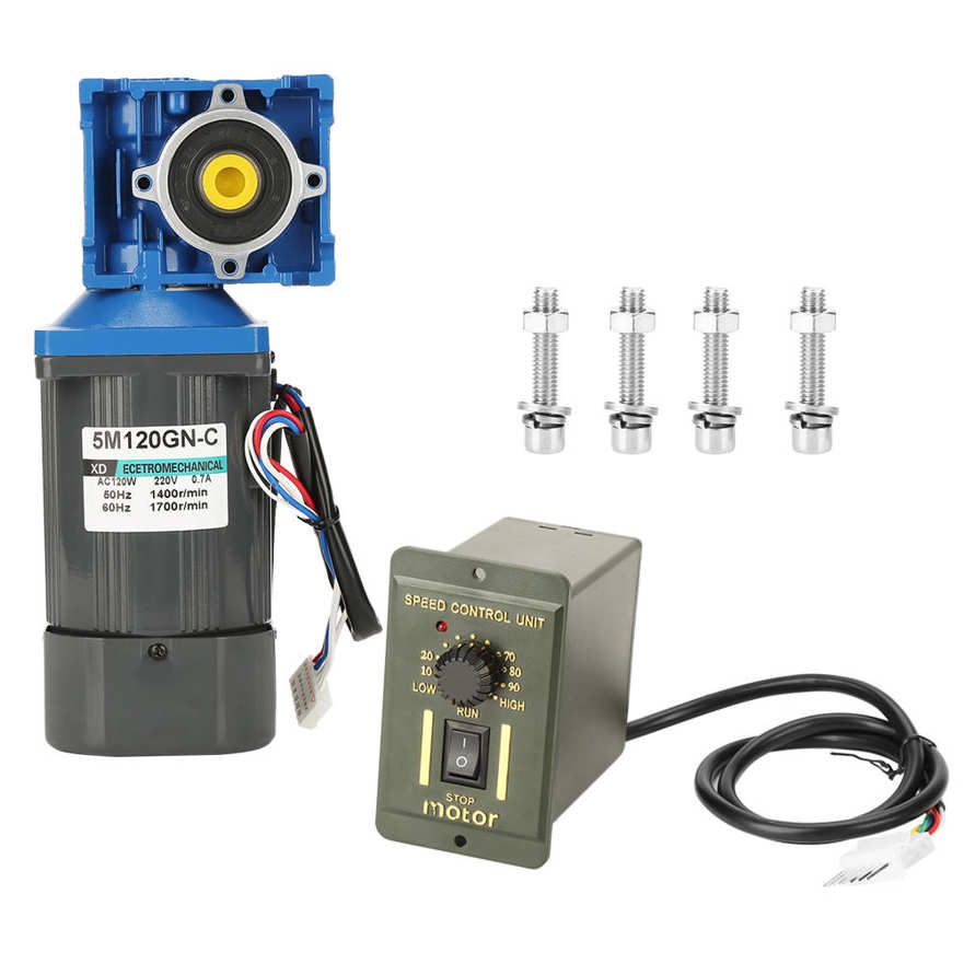 Gear Motor AC220V 120W Self-Locking Worm Speed Adjustable CW/CCW with Governor