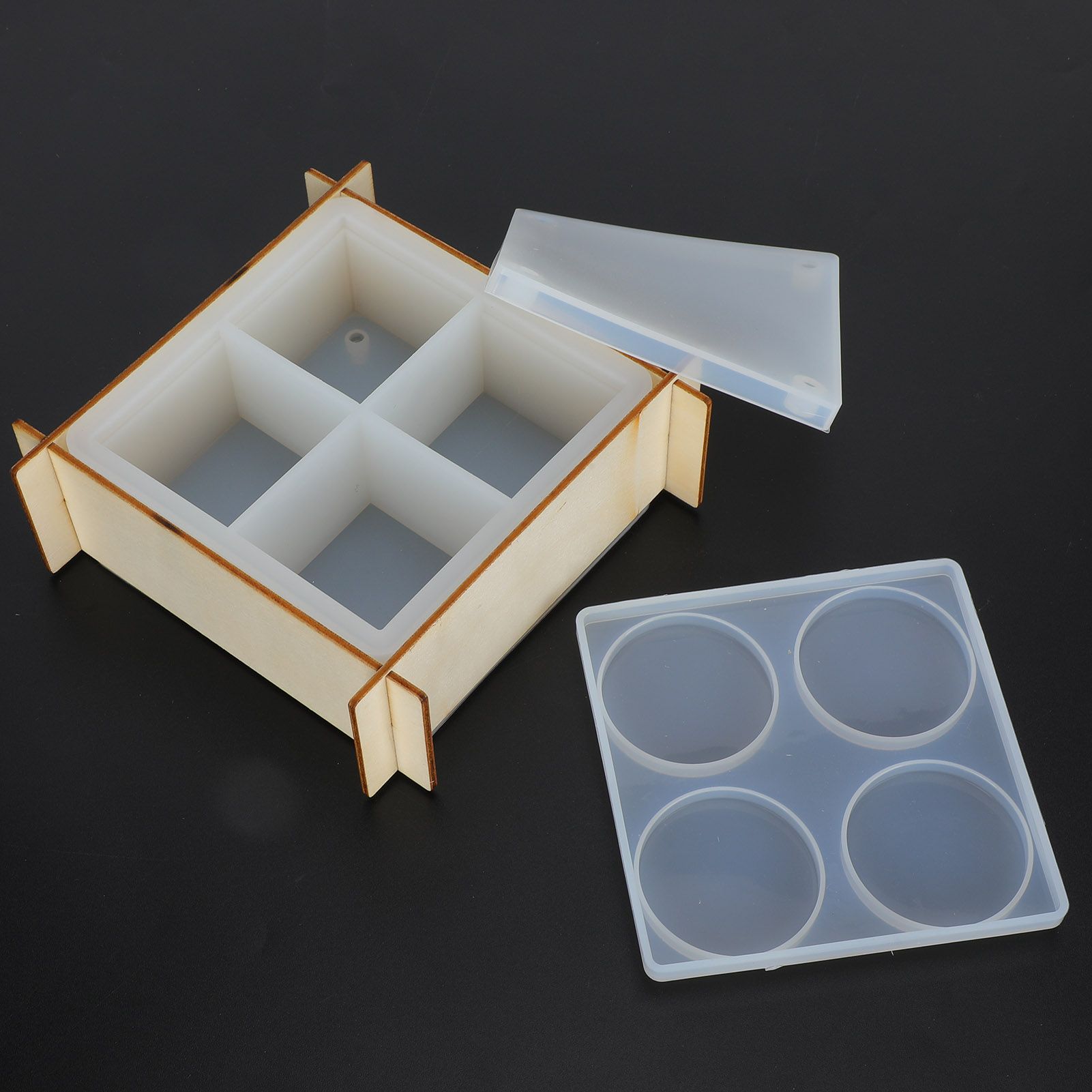 Crystal Epoxy Mold Square DIY Mould Silicone Parts Mirror Surface Storage Box Ornaments