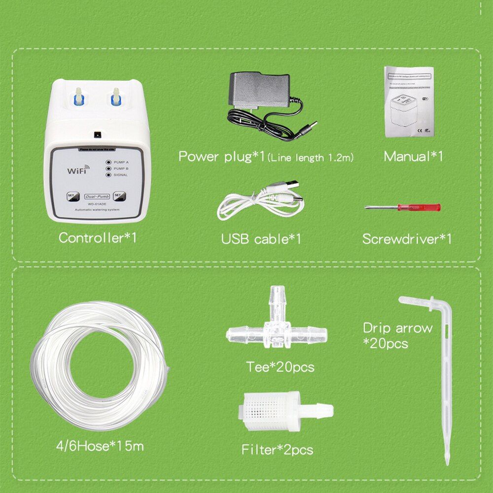 WIFI /APP Intelligent Control Drip Irrigation System Single Double Pump Automatic Watering Device Timer Garden Self-Watering Kit