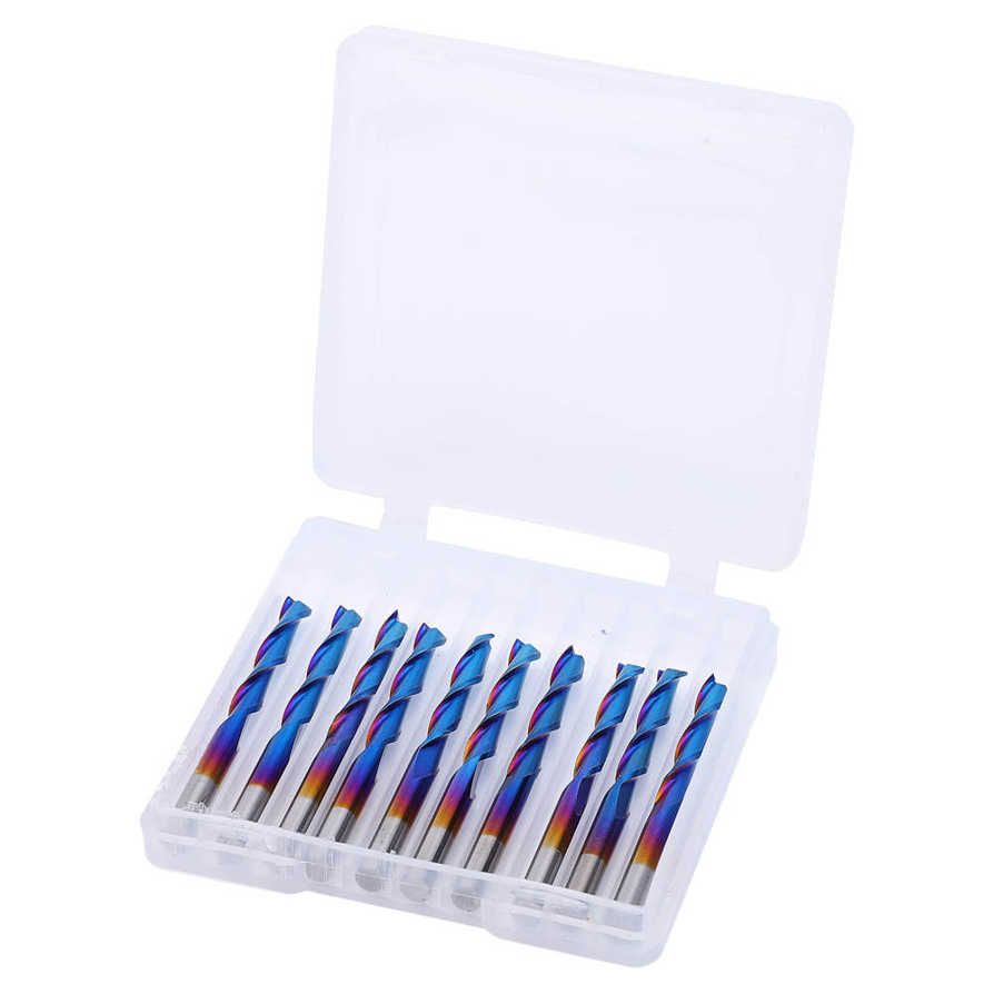 Milling Cutter End Mills Set Tungsten Steel Spiral 2‑Flute 10pcs Professional for Engraving Drilling Cutting