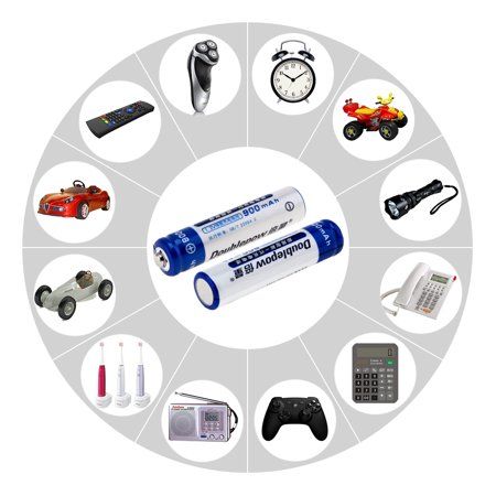 DoublePow AAA Batteries-1.2V Rechargeable Battery,900mAh - 2PCS