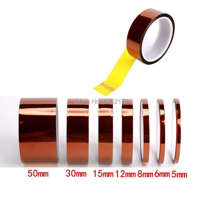 1PC 33M Length Heat Resistant Polyimide Tape High Temperature Adhesive Insulation Tape 3MM 5MM 8MM 10MM 30MM Width