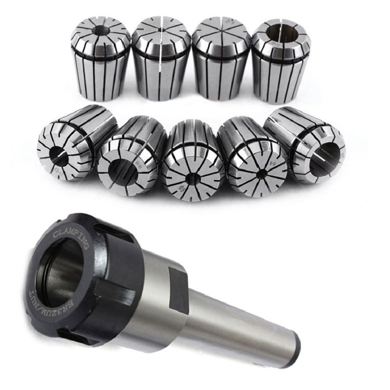 10Pcs ER32 Spring Collets Set 2 4 6 8 10 12 16 18 20mm   MT3 M12 ER32 Collet Chuck Morse Taper Holder