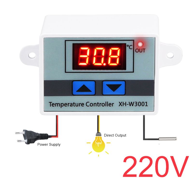 XH-W3001 Digital Temperature Controller LED Display Thermometer Controller Supply DC12/AC220V Using Egg Incubator Equivalent W1209 XM-18 XH-M452