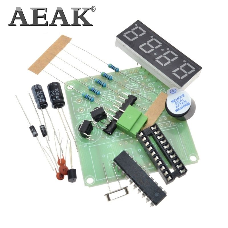 AEAK AT89C2051 Digital 4 Bits Electronic Clock Electronic Production Suite DIY Kit