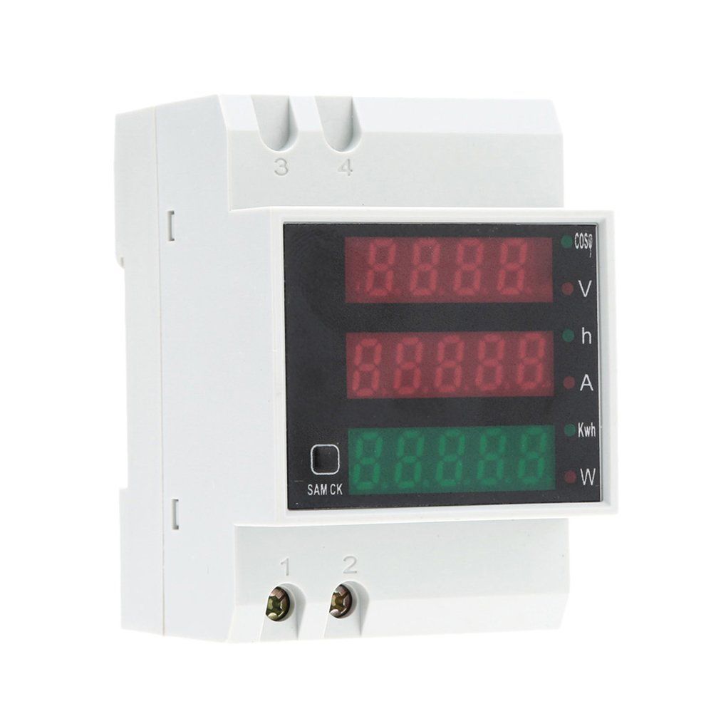 D52-2047 LED Durable Digital Multi-function Meter Voltmeter Ammeter AC300V white