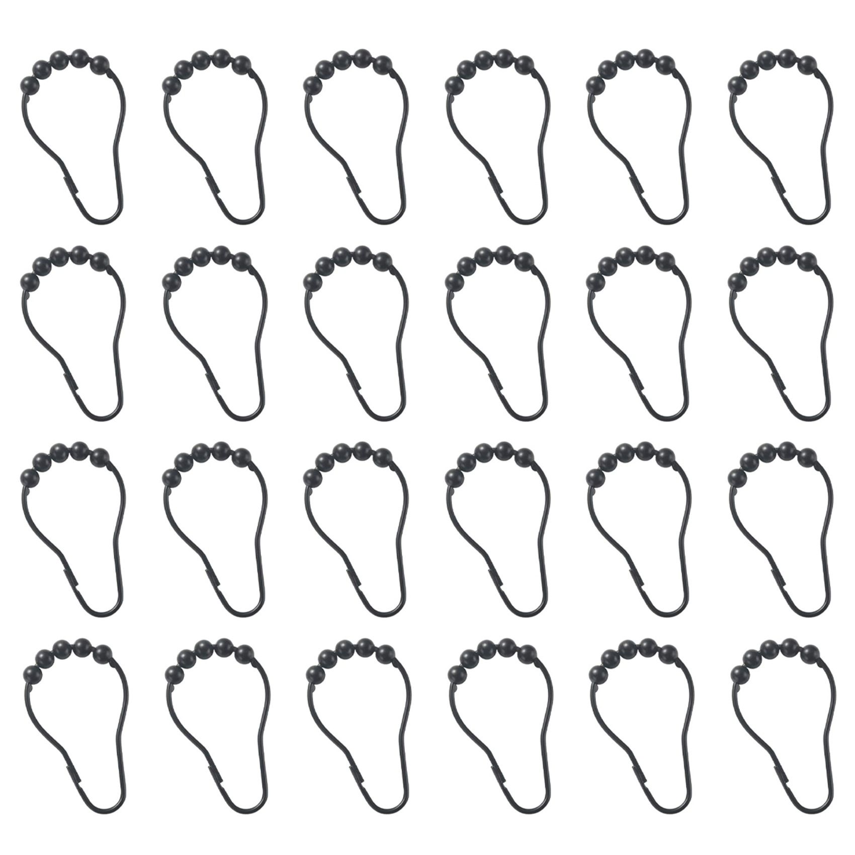 Shower Curtain Hooks Rings Metal Shower Curtain Hooks Rings for Bathroom Shower Rods Curtains Set of 24 Black