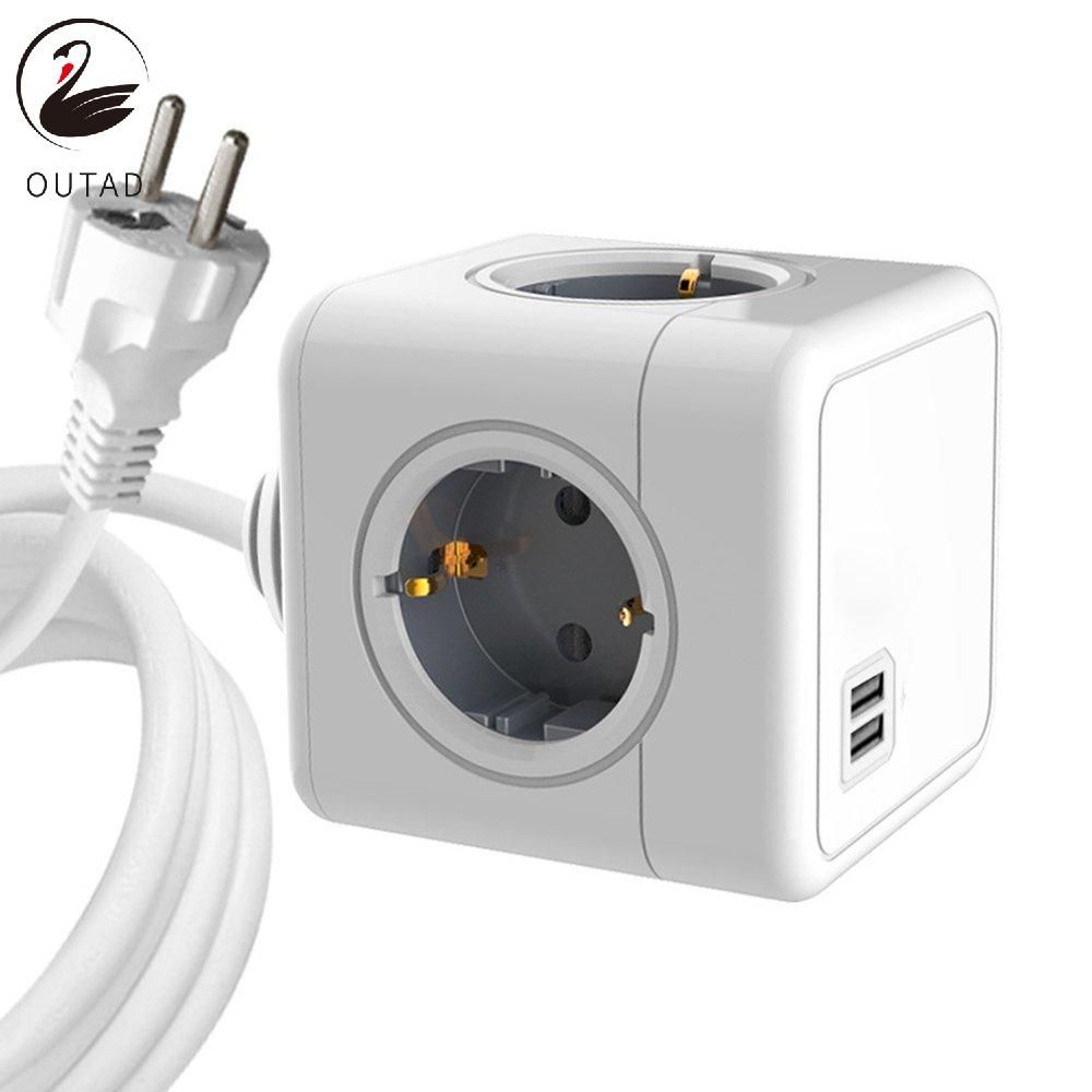 E04A Smart Extension Power Strip 2 USB EU Plug Power Socket For Phone Charger
