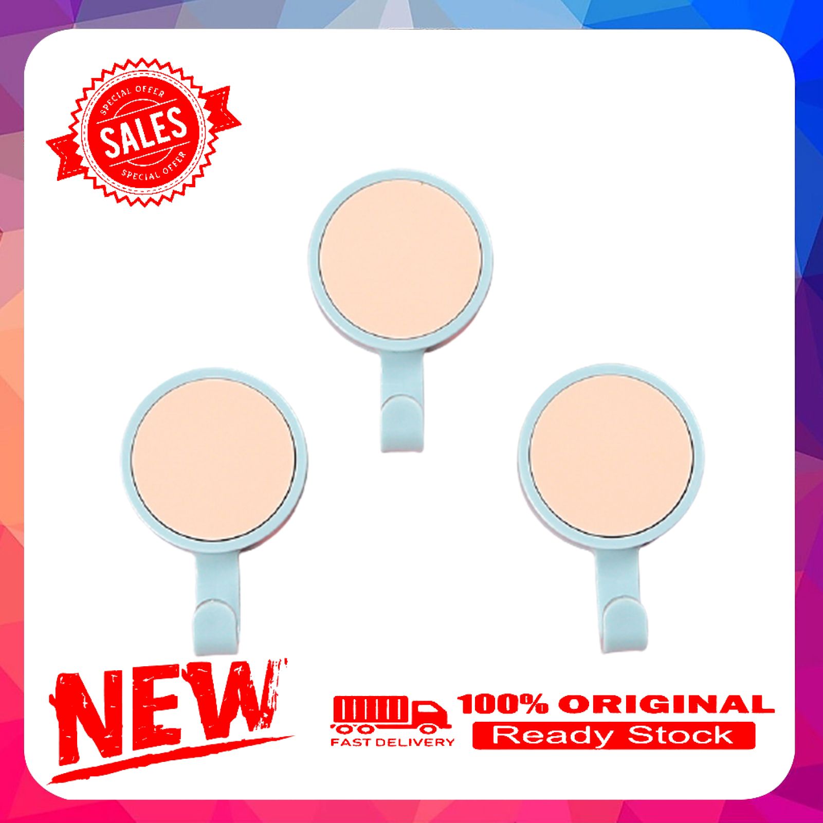 3Pcs Nordic Round Rotatable Adhesive Wall Mount Hook Bag Scissors Holder Hanger