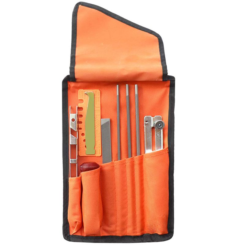 10Pcs Chainsaw Sharpener File Kit,Wood Handle,Files,Depth Gauge,Round Files,Filing Guide for Sharpening Chain Saw Blades