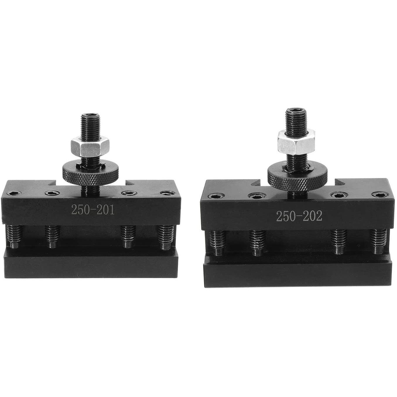 2Pcs Quick Change CNC Lathe Tool Post Turning Facing Holder Holder for Lathes Tools-250-201 & 250-202 - Black