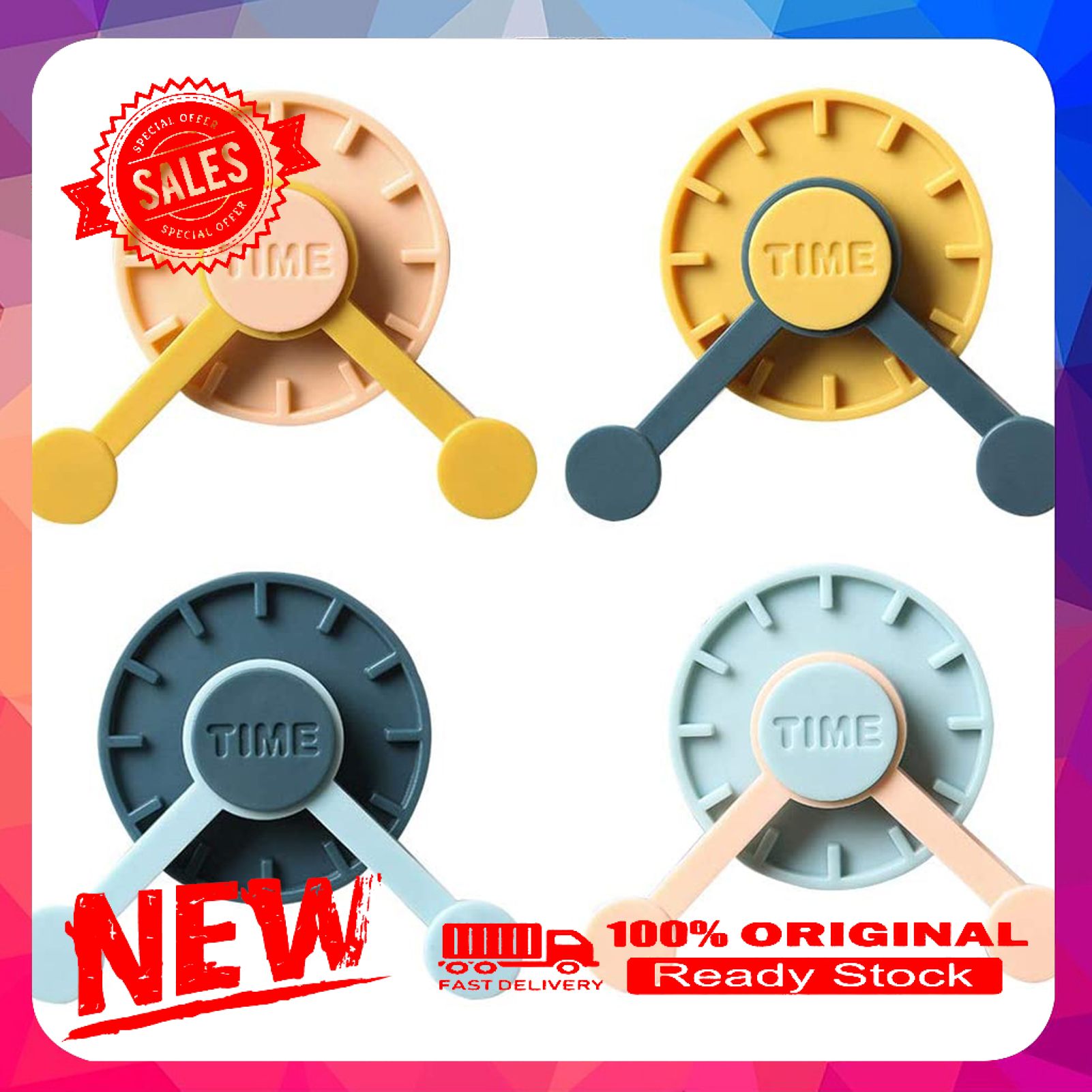 4Pcs Hook Punch-free 360 Degree Rotating ABS Hat Clothes Key Hanger for Washroom