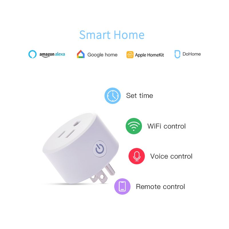 90-250V Wifi Smart Socket Smart Timer US Plug Voice Control Dohome APP Remote Control Wifi Plug For IOS Android hot sell
