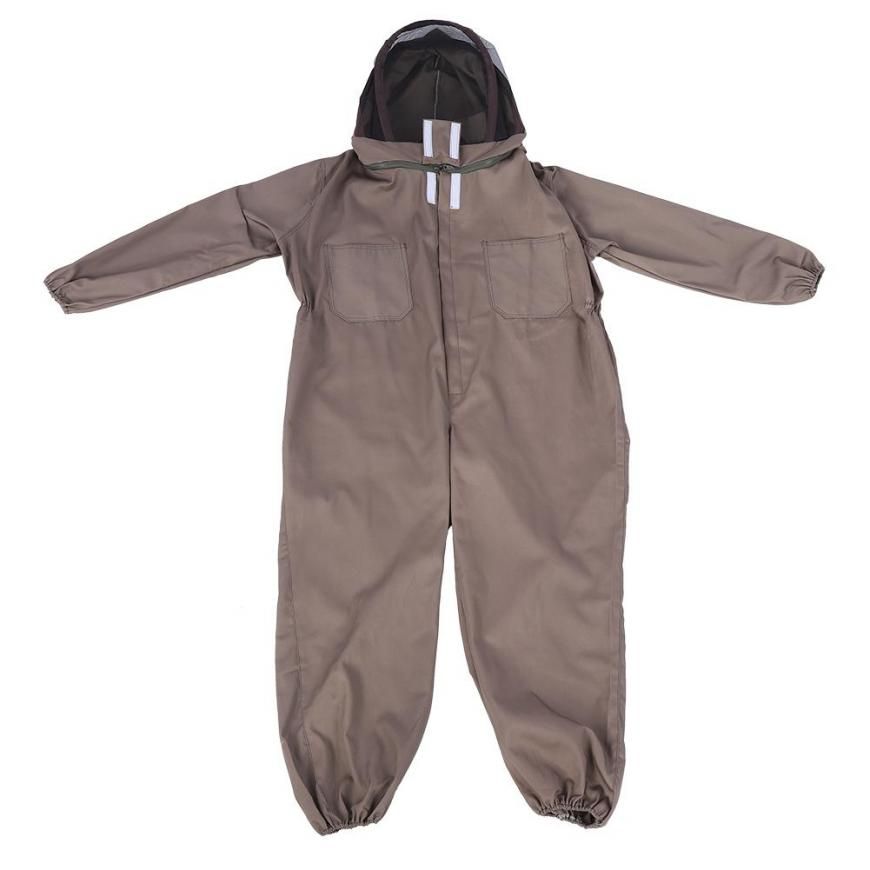 3 Sizes Beekeeping Clothes Cotton Zippered Protective Beekeeping Suit with Hooded Veil Beekeeper Clothing Bee Suit Equipment