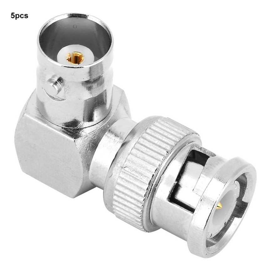 BNC Connector 5pcs L Shape 90 Degree Brass Male to Female Coaxial Cable Wire Adapter