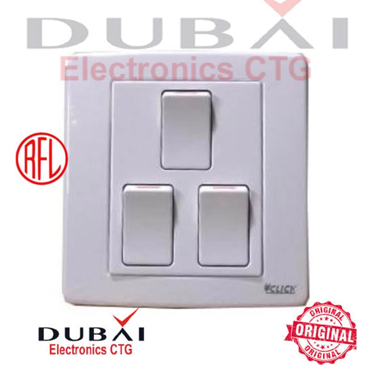 Click Prime, 3 Gang 1 Way Switch