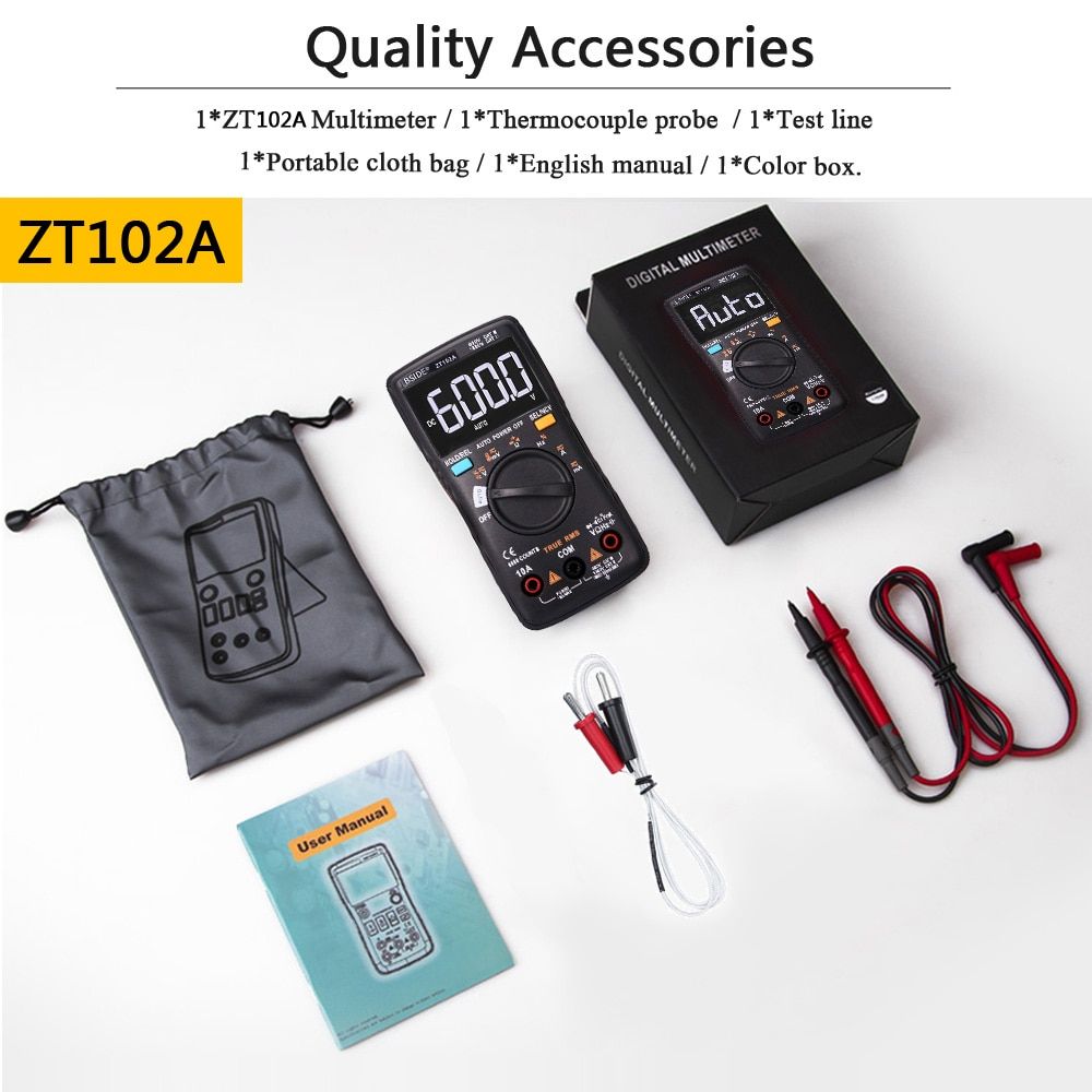 Digital Multimeter BSIDE ZT-X 102A T-RMS Auto Range EBTN DC Voltmeter Ammeter Capacitor Ohm Hz NCV Tester Better than Q1