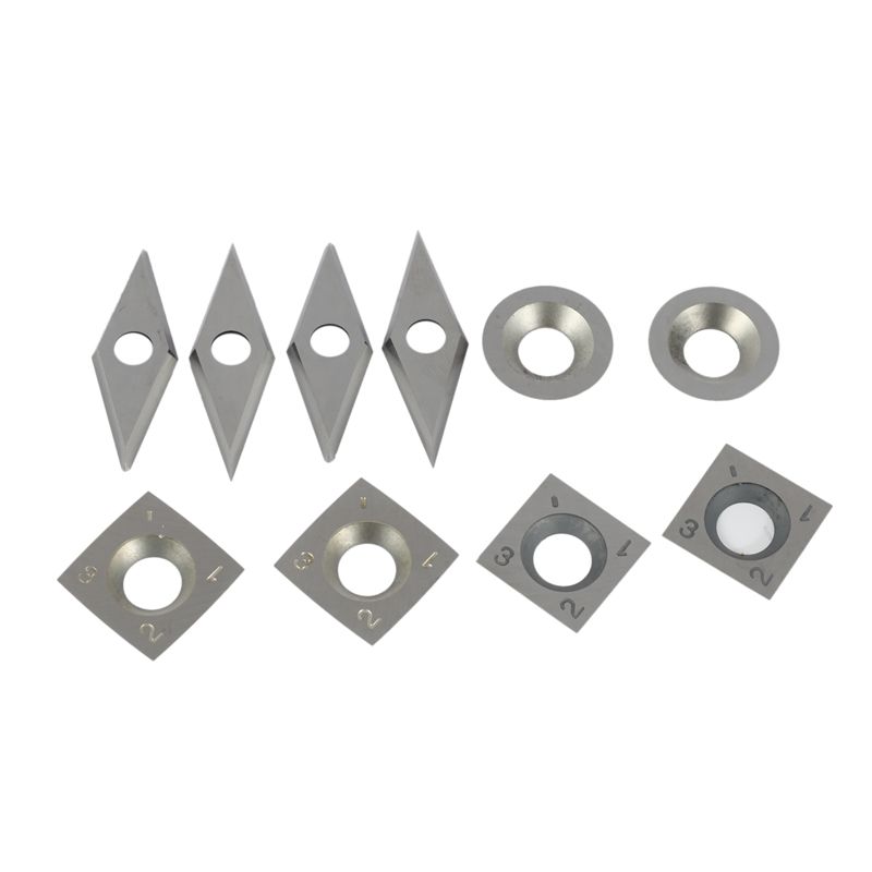10Pcs/Set Diamond Square Round Blades High Hardness Carbide Inserts Woodworking Turning Cutters for Boring Bar