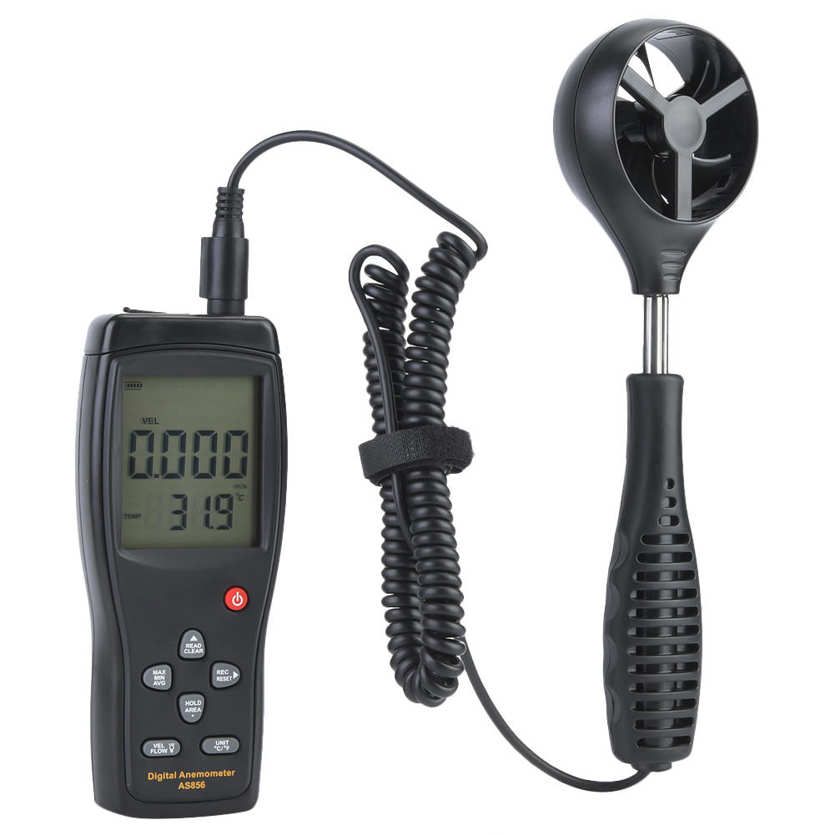 Digital Anemometer SMART SENSOR AS856 Portable 0.3-45m/s Wind Speed Temperature Air Flow Tester