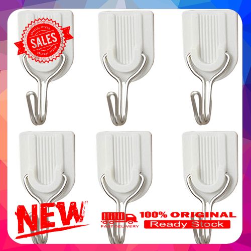 6Pcs Stainless Steel Kitchen Holder Rack Hooks Towel Bathroom Wall Door Hanger