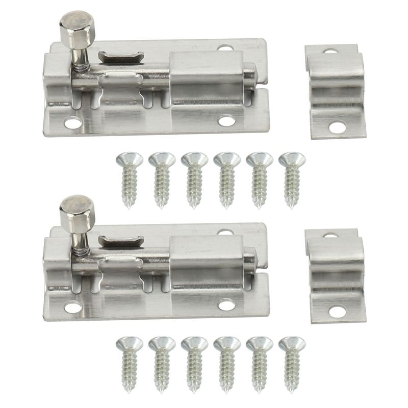 2X Door Lock Slide Bolt for Bathroom, Toilet, Shed, Bedroom, Furniture Catch Latch Easy Fit
