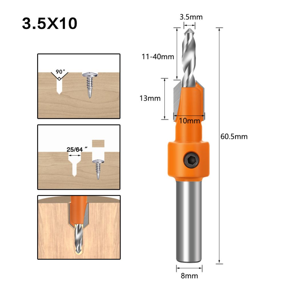 8mm Woodworking Drill Bits 8/10mm Countersink Router Bit Set Screw Extractor Remon Demolition for Wood Milling Cutter Professional Design