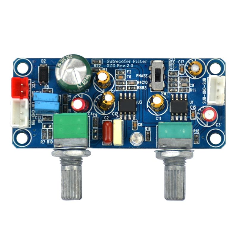 Low Pass Filter Bass Subwoofer Preamp Amplifier Board Single Power DC 9-32V Preamplifier with Bass Volume Adjustment