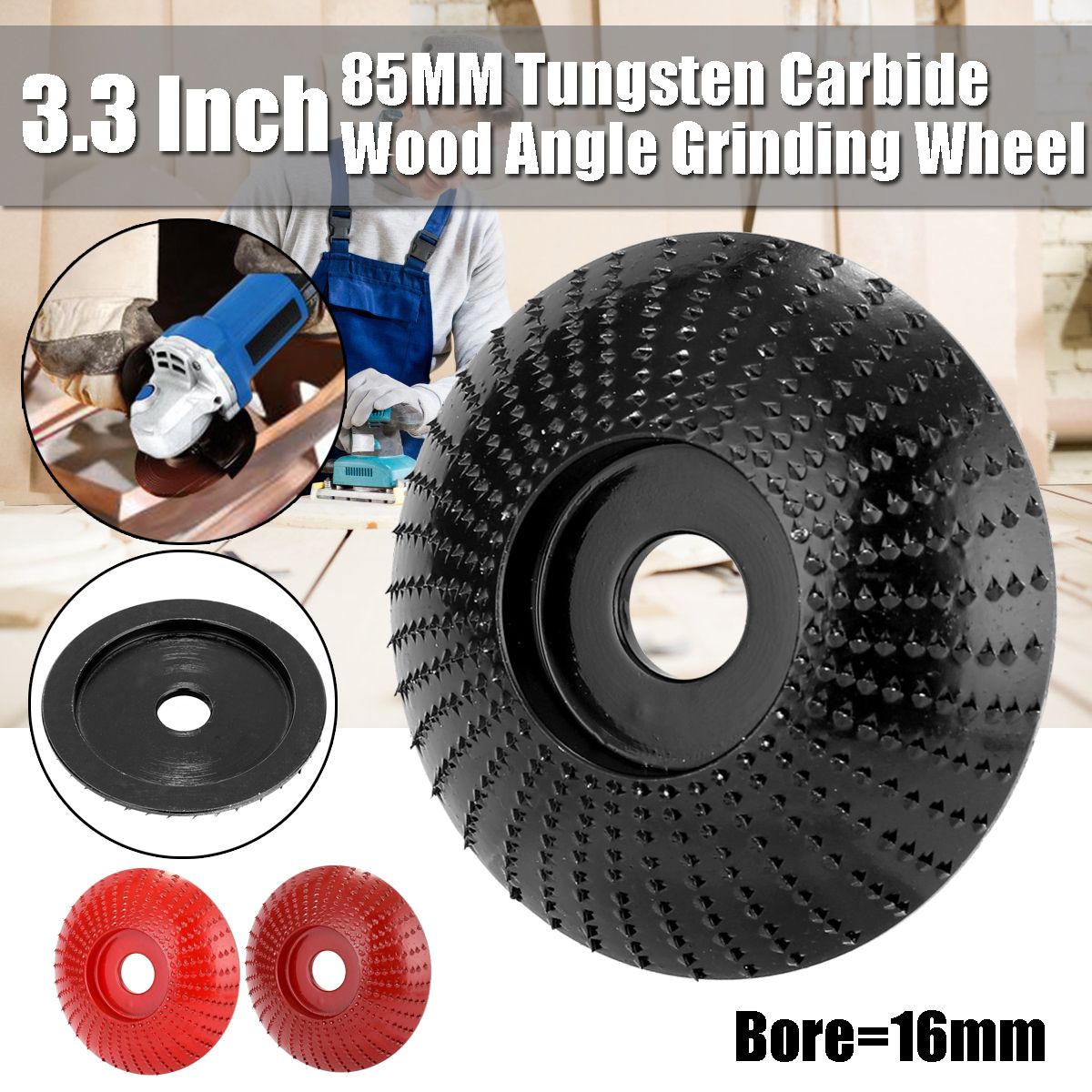 Spare parts 3 Color Carbide Angle Grinding Wheel Sanding Carving Tool Coating Bore Shaping