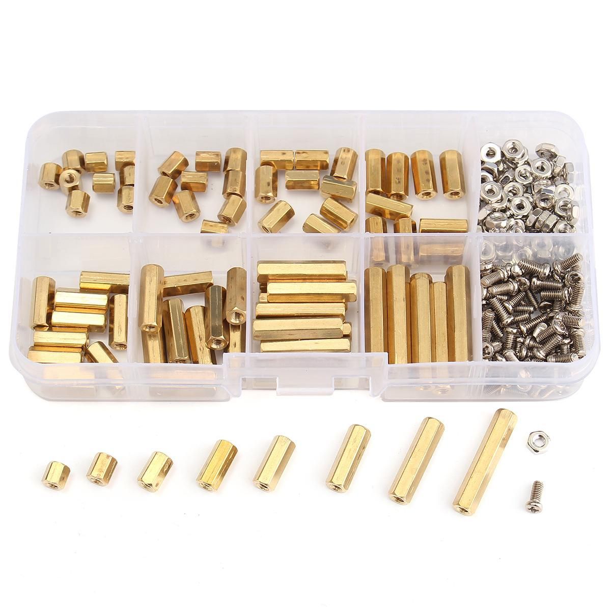 240pcs M2.5 Brass Standoff Spacer With Pan Head Screws And Hex Nut NO.BD04